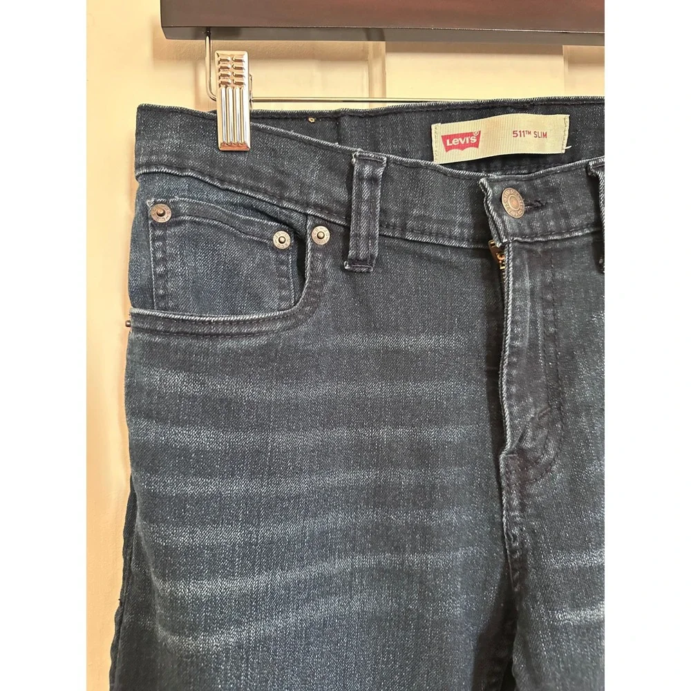 Levis 511 Slim Dark Wash Indigo Denim Jeans Mens 28x30